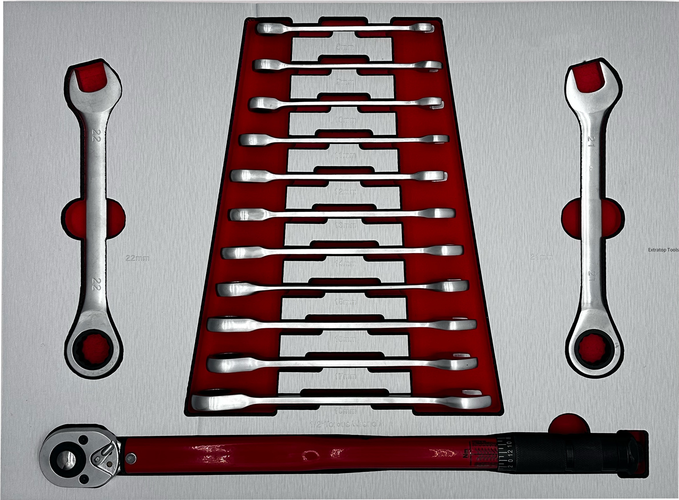 14pcs CombinationRatchet Spanner and Torque Wrench Set